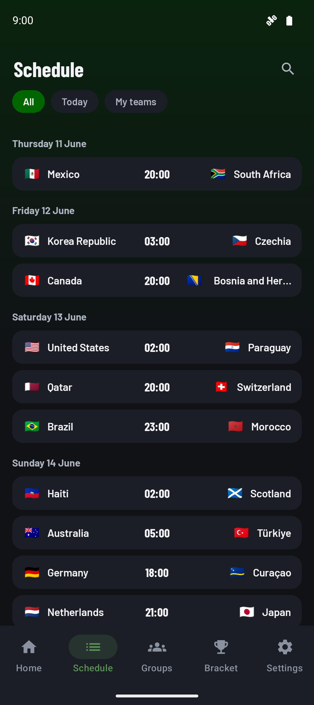 Full schedule of all 104 matches