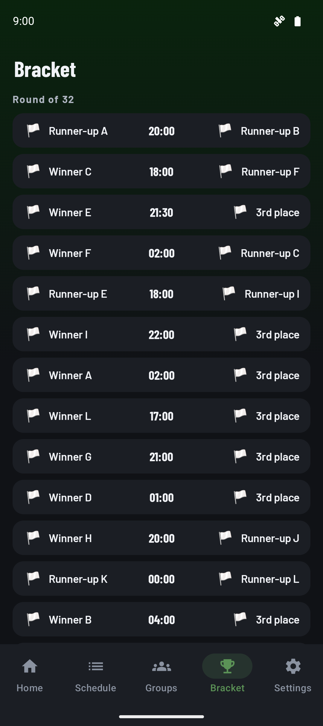 Home-screen widget with live scores